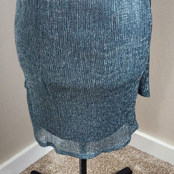 R&M Richards 2 Piece Set Jacket and Dress Metallic Blue Size 4P NWT - Picture 6 of 16